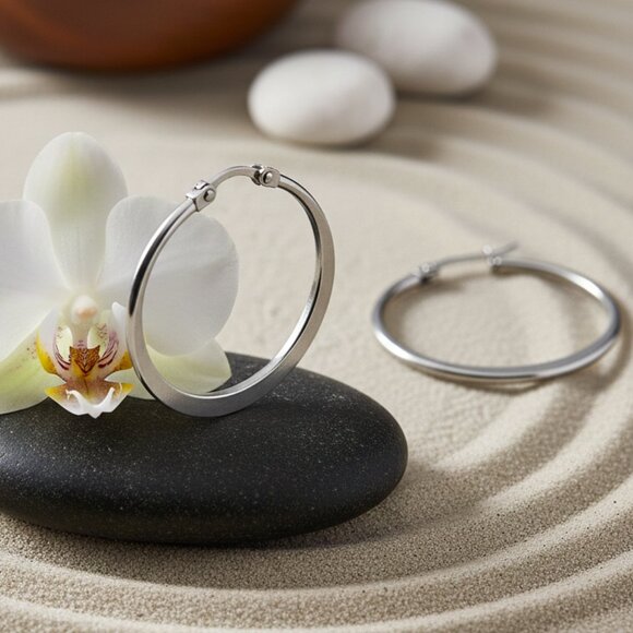 ๐๏ธMinimalist 316L Stainless Steel Hoop Earrings | Trendy & Hypoallergenic Hoops - Picture 6 of 14